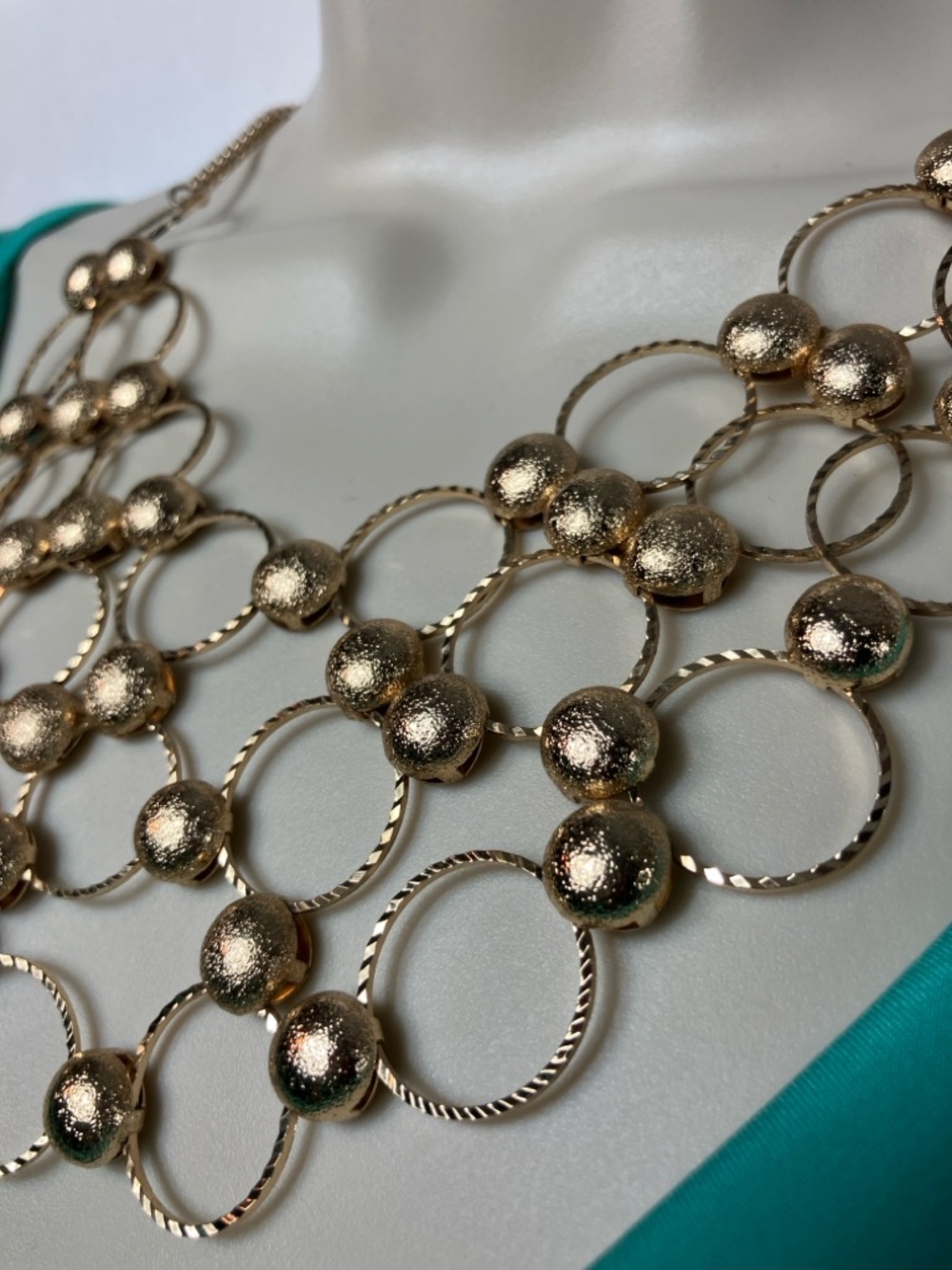 Gold Statement Circle-Link Light Weight Necklace  - $Discounted shipping$ - Picture 2 of 11